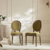 Boxed Lainston Set of 2 Classic Weathered Oak Dining Chairs, Fudge Velvet RRP £389.99. Add a bold