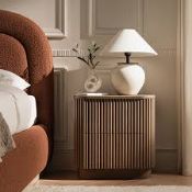 Boxed Maru 2-Drawer Bedside Table, Silver Oak RRP £279.99. Rooted in the refined rhythm of the