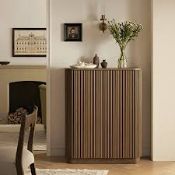 Boxed Maru Tall Cabinet, Silver Oak RRP £499.99. Architectural and understated, the Maru Fluted
