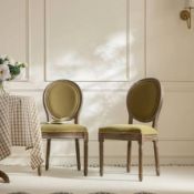 Boxed Lainston Set of 2 Classic Weathered Oak Dining Chairs, Fudge Velvet RRP £389.99. Add a bold