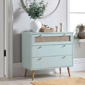 Boxed Anya Woven Rattan Chest of 3 Drawer in Mint Colour RRP £249.99. Our Anya drawer chest is