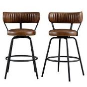 Boxed Lotte Set of 2 Swivel Counter Stools, Tan Faux Leather RRP £279.99. Our Lotte Swivel Counter