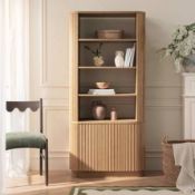 Boxed Maru Bookcase with Cabinet, Oak RRP £539.99. Our Maru tall bookcase cabinet balances