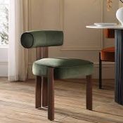Boxed Ophelia Moss Green Velvet Dining Chair RRP £249.99. Combining sumptuous moss green velvet