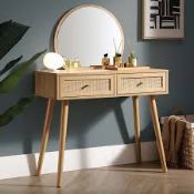 Boxed Frances Woven Rattan Dressing Table with Mirror, Natural RRP £279.99. Natural materials