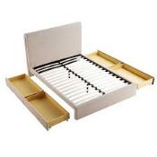 Boxed Hampstead Taupe Boucle 4-Drawer Storage. 4 sliding drawers provide discreet and convenient