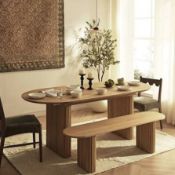 Boxed Maru 150cm Dining Bench, Oak RRP £279.99. With its softened oval silhouette, fluted solid wood