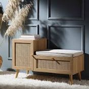 Boxed Frances Woven Rattan Storage Bench with Cushion, Natural RRP £259.99. Bringing Bohemian