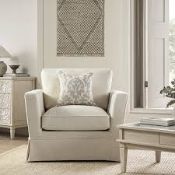 Boxed Fitz Skirted Armchair, Oatmeal Linen Blend RRP £569.99. Smart, laid-back, our Fitz armchair