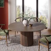 Boxed Maru Round 4-6 Seater Extending Oak Pedestal Dining Table, Silver Oak RRP £539.99. Our Maru