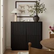 Boxed Maru 4-Door Shoe Storage Cabinet, Black RRP £439.99. Sleek, sculptural, and space-saving,