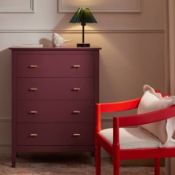 Boxed Oakham Chest of 4 Drawers, Wild Cherry RRP £289.99. Blending function with bold elegance,