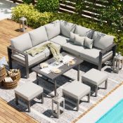 Boxed Wicker 8 - Person Garden Lounge Set with Cushions Light Grey RRP £1,659.99. The Metal Garden
