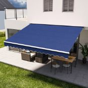 Boxed Sol 27 Outdoor 350cm W x 300cm D Fabric Cover Retractable Patio Awning Blue (LOC: SR6(7.2)-