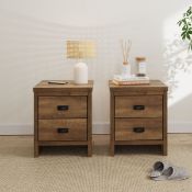 Boxed Almasi 43cm W Particle Board / Chipboard Bedside Table (Set of 2) Knotty Oak (LOC: SR6(8.7)-