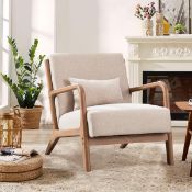 Boxed 66cm Modern Solid Wood Frame Upholstered Accent Chair , Modern Armchair with Lumbar Support