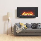 Koiva Black Wall-Mounted Electric Fire 1000mm x 500mm (LOC: SR1.3.3-LG54)