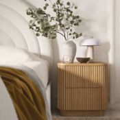 Boxed Maru 2-Drawer Bedside Table, Oak RRP £279.99. Rooted in the refined rhythm of the Maru