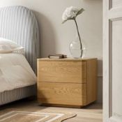 Boxed Agnes Curved Edge 2 Drawer Bedside Table, Natural RRP £179.99. Minimalistic, clean and