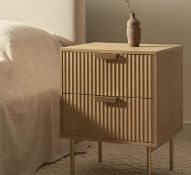 Boxed Richmond Ridged 2 Drawer Bedside Table, Light Ash RRP £219.99. Our Richmond bedside cabinet