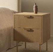 Boxed Richmond Ridged 2 Drawer Bedside Table, Light Ash RRP £219.99. Our Richmond bedside cabinet