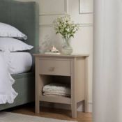 Boxed Oakham 1-Drawer Bedside Table, Deep Greige RRP £169.99. Refined and timeless, the Oakham