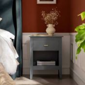 Boxed Oakham 1-Drawer Bedside Table, Stormy Blue RRP £169.99. Moody, modern, and effortlessly
