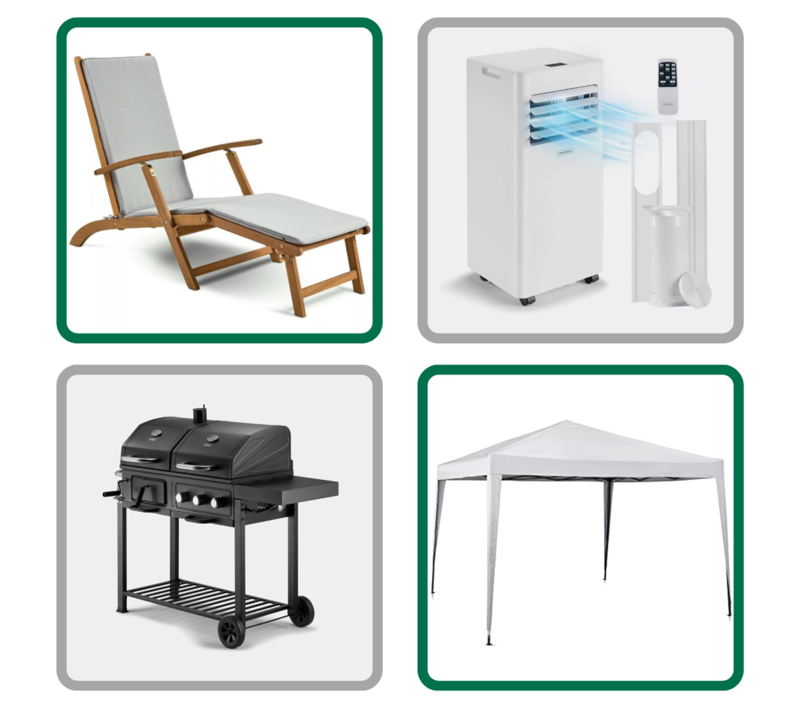 High-Performance Air Conditioners, Sun Loungers, BBQ, Tower Fans, Grass Trimmers, Hedge Trimmers, Outdoor Rattan sets, Gazebos, Parasols & MORE!