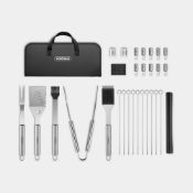 Boxed BBQ Tool Set with Case, 30Pcs - Silver (LOC: SR5(2.3)-SK636)
