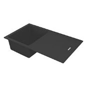 Carysil TD100-MB 1 Bowl Granite Composite Kitchen Sink Midnight Black Reversible 860mm x 500mm (LOC: