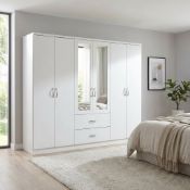Boxed White 6 Door 2 Drawer Mirrored Wardrobe With Chrome Handles (LOC: SR6.5F-WO632)