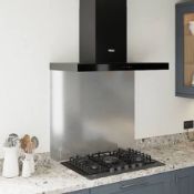 GoodHome LinkSense GHCH90LKBL Black steel & glass Chimney Cooker hood (W)89.8cm. RRP £225.00. (