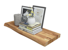 4 X BRAND NEW Acacia Afloat Shelf Floating Shelf FSC 700x250x38mm, Finger-joint with Live edge,