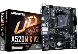 Gigabyte A520M K V2 Motherboard - Supports AMD Ryzen 5000 Series AM4 CPUs, up to 5100MHz DDR4 (