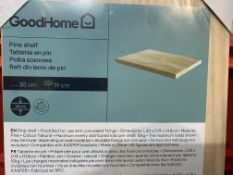 5 X BRAND NEW PINE SHELF 30X19CM (LOC: R33.3-B782)