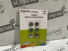 144 X BRAND NEW PACKS OF 6 POLAROID ASSORTED LITHIUM BUTTON CELLBATTERIES BB 2025 (LOC: 24.10-