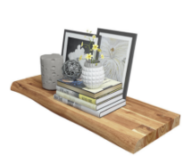 4 X BRAND NEW Acacia Afloat Shelf Floating Shelf FSC 700x250x38mm, Finger-joint with Live edge,
