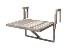 2 x Acacia wood Toronto Balcony Table 60X70 cm with 3 Adjustable Heights, Organic White, Acacia