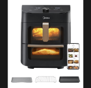 Boxed Midea Dual Zone Air Fryer Oven with Wi-Fi & Alexa RRP £152, 11L, 2400W, 2 Independent Drawers,