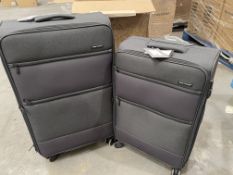 BRAND NEW BRITISH TRAVELER SET OF 2 24 AND 28 INCH BLACK LUGGAGE BAGS WITH SECURITY LOCKING RRP £229