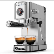 Boxed IAGREEA 20Bar Professional Espresso Machine with Pressure Gauge, Steam Wand & Cup Warmer Tray,