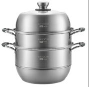 Boxed Maxcook 304SS 3-Tier Steamer Pot 30cm (Silicone Handle) MCZ743, Multi-layer design for