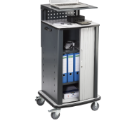 Boxed Laptop and equipment trolleys – eurokraft basic RRP £699, with roller shutter, charcoal RAL