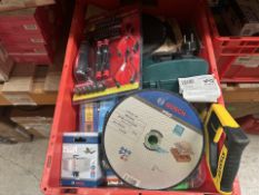 Tray to include a large amount of mixed DIY/Home Repairs items to include Stanley Jet Cut Fine