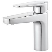 Boxed Swirl Caldew Silver 151mm Standard Round Head Mono Basin Mixer Tap With Clicker Waste RRP £