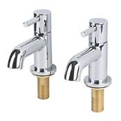 Boxed Swirl Ola Chrome 105mm Cloakroom Lever 2 Tap Holes Basin Pillar Tap (LOC: SR3(3.5)-SP233)