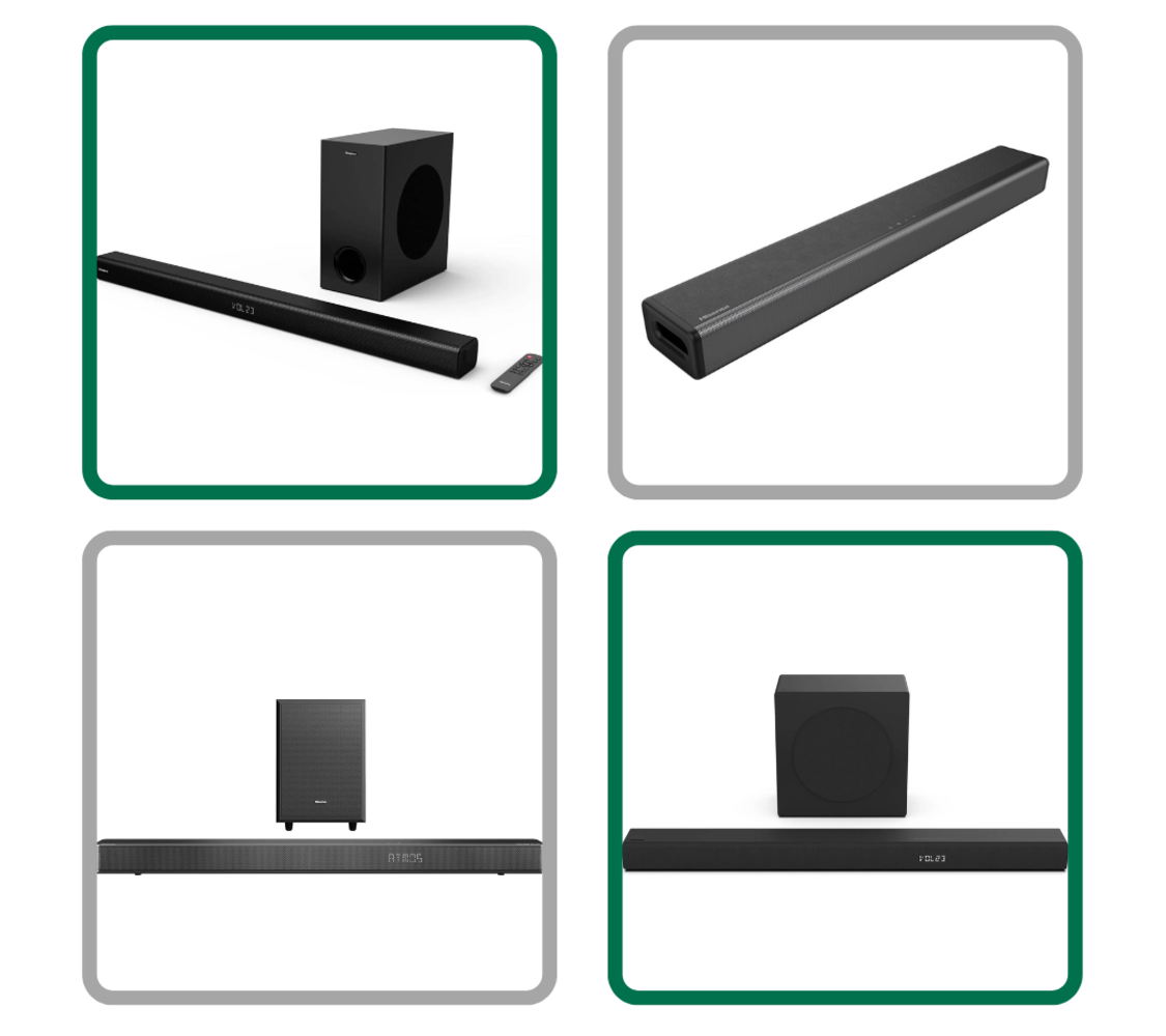 HISENSE BRANDED PREMIUM SOUNDBARS IN A VARIETY OF DESIGNS AND SPEC. DELIVERY AVAILABLE
