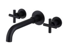 VURTU Noir Wall Mounted 3 hole Basin & Bath Mixer, 305(H) x 260(W), Black, 659846, The Noir range