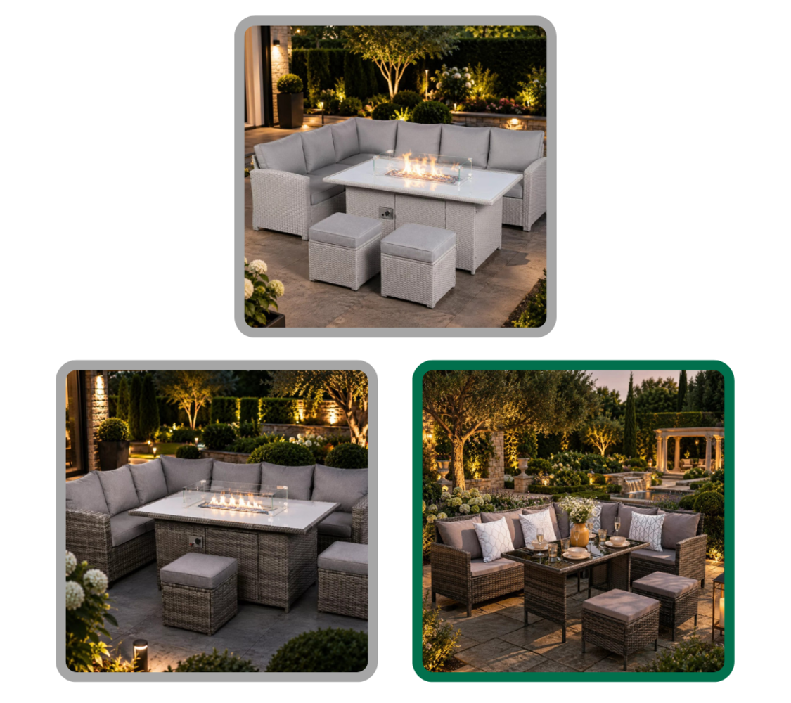 BRAND NEW PREMIUM GARDEN SETS IN A VARIETY OF DIFFERENT DESIGNS SOLD IN TRADE AND INDIVIDUAL LOTS