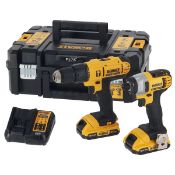 DeWalt 18V Li-ion XR Brushed Cordless Combi drill & impact driver (2 x 2Ah) DCZ298D2T-BQGB (LOC: